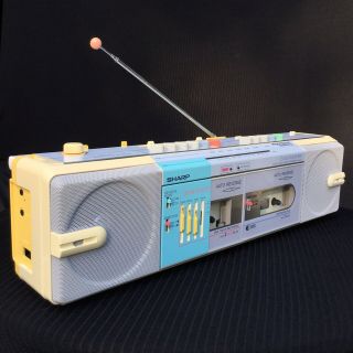 Sharp Stereo Radio Cassette Recorder 80s Pastel Colors Vintage Boombox MIB 3