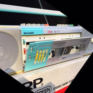 Sharp Stereo Radio Cassette Recorder 80s Pastel Colors Vintage Boombox MIB 8