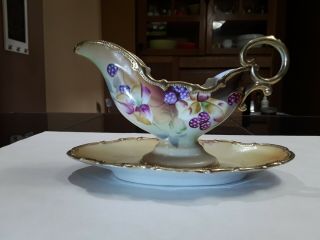 Vintage Nippon Gravy / Sauce Boat With Underplate.  Collectible.  Porcelain.