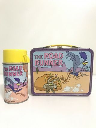 Vintage 1970’s The Road Runner Lunch Box And Thermos