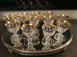 Vintage Moser Gilt Rim Liqueur Glasses Set Of 11