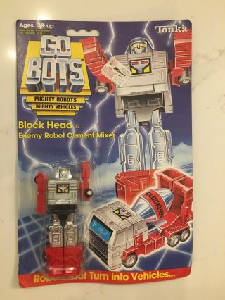 Vintage 1984 Tonka Go Bots Transformer " Block Head " Enemy Robot Cement Mixer Moc