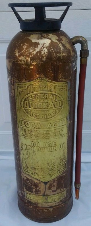 Antique Brass (copper) Fire Extinguisher General Model Quick Aid Ts15,  Vintage