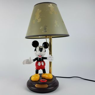Vintage Disney Mickey Mouse Animated Talking Table Lamp With Shade Great