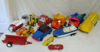 Large Group Vintage Toy Vehicles Tonka Metal Ertl Durant Marx Fisher Price & Mor