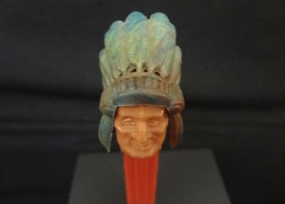 Vintage 1952 Pez Indian Chief No Feet Marbleized Head Dressing Cond 2