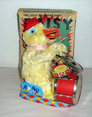 Vintage Cragstan Daisy The Jolly Drumming Duck Battery Op.  Toy W/box