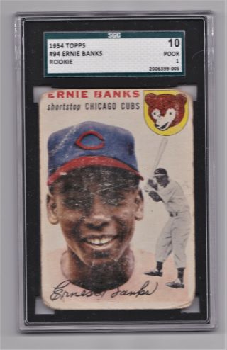 1954 Topps Ernie Banks Rookie Rc 94 Sgc 10 Graded Chicago Cubs Rare Vintage Mlb