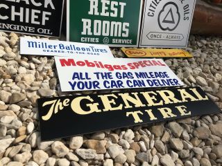Antique Vintage Old Style Dunlop Mobilgas Cities General Tire Gas Oil Signs 2