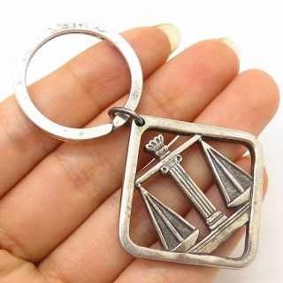 Vintage Hand & Hammer 925 Sterling Silver " Scales Of Justice " Large Tag Key Ring