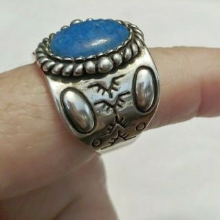 Vtg Carolyn Pollack Relios Sterling Silver Blue Lapis Lazuli Ring Ring Sz 8 F