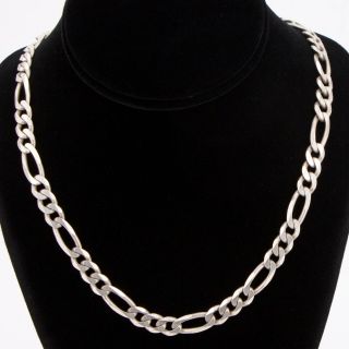 Sterling Silver - Italy 8mm Figaro Link Chain 30.  5 " Necklace - 74.  5g