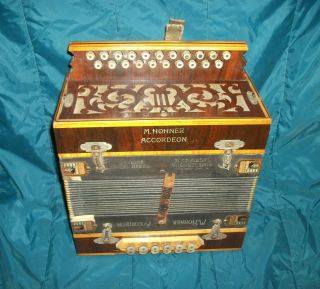 Vintage 2 Row M.  Hohner Accordion W/ Pearl Buttons