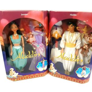 1992 Disney Jasmine & Aladdin Doll Set Vintage Mattel Nib Fashion Figure Doll