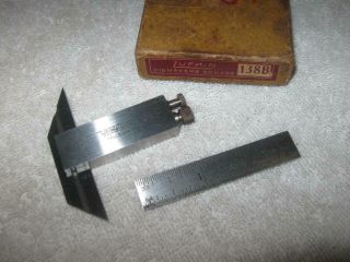 Vintage Lufkin No.  138 Machinist Tool & Die Makers Square W 2 - 1/2 " Rule & Blade