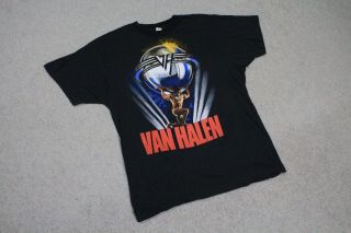 Vtg 1986 Van Halen Rock Music Band Tour Black Concert T - Shirt 5150 Album Sz Xl