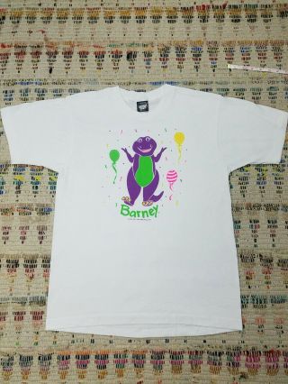 Vintage Barney The Dinasour 1991 90s Single Stitch Backyard Gang Shirt