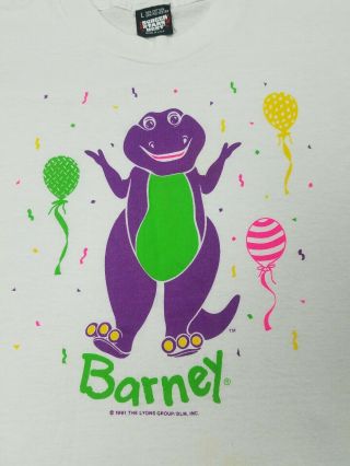 Vintage Barney the dinasour 1991 90s single stitch Backyard Gang shirt 2