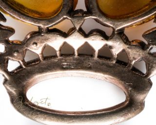 Vintage Crown Rhinestone Set Earrings Brooch Pin 1940s Sterling Vermeil 4