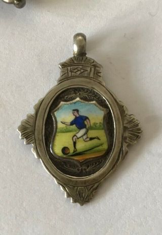 Antique Silver & Enamel Football Fob Medal 1916 Birmingham - Not Engraved