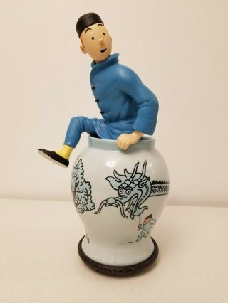 Extremely Rare Tintin Coming Out Of Vase Resin Statue