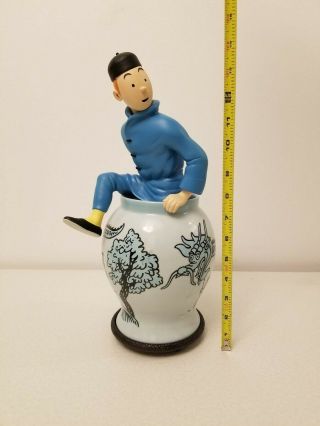 Extremely Rare Tintin coming out of Vase Resin Statue 3