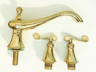Kohler K - 16102 - 4 - PB Revival Polished Brass Lav Faucet Scroll Handles vintage 2