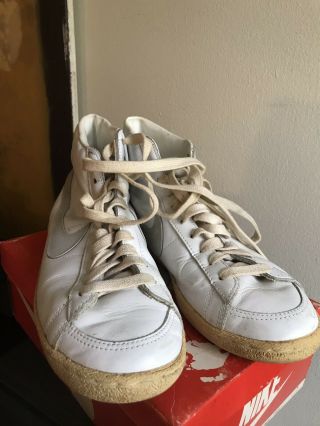 Vintage 80’s Nike Bruin White Leather Shoes Size US 11 Men ' s High Top Basketball 2
