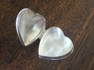 Good Vintage 925 Heart Shaped Solid Sterling Silver Pill Box,  Ring Earring Box 5