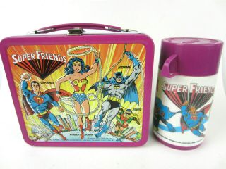 Vintage 1976 Friends Wonder Woman Batman Metal Lunchbox & Thermos