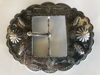 Vintage Navajo Buckle Harvey Era With Stamping.  Sterling.  Not Signed.
