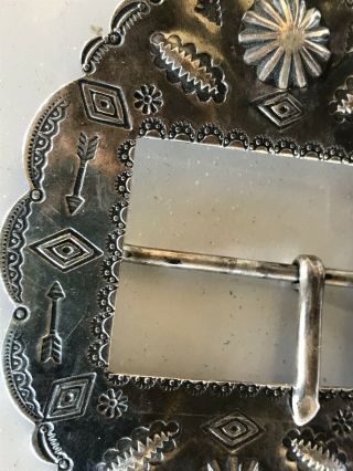 VINTAGE NAVAJO Buckle Harvey Era With Stamping.  STERLING.  Not Signed. 2