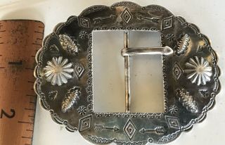 VINTAGE NAVAJO Buckle Harvey Era With Stamping.  STERLING.  Not Signed. 3