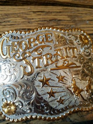 George Strait Vintage Fan Club Gist Silver Gold Plated Belt Buckle 1023 Rare