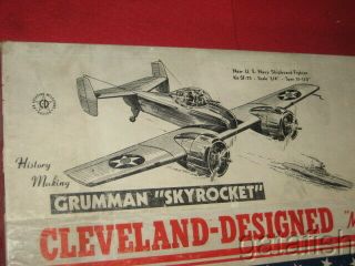 Vintage Cleveland Master Sf - 75 Grumman Skyrocket 31.  5 " Balsa Model Airplane Kit