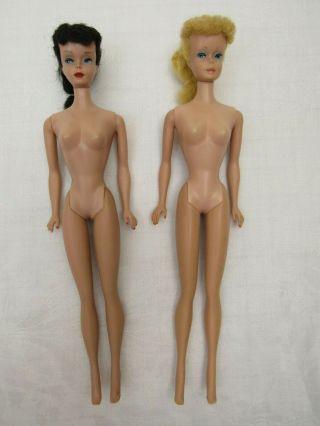 Pair Vintage Ponytail Barbie Dolls Brunette & Blonde Need Tlc