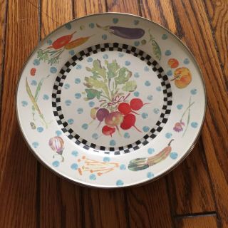 Vintage Retro Mckenzie Childs 10 1/4 “ Dinner Plates.  With Vegetable Pattern.