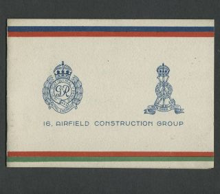 1940s Wwii British 16th Airfield Construction Group Illustrated Christmas Card