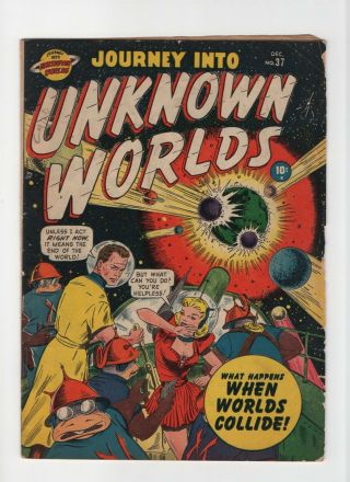 Journey Into Unknown Worlds 37 Vintage Marvel Atlas Comic Gga Headlights Gold