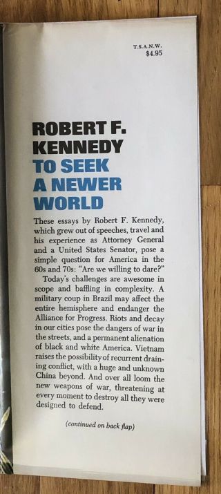 Rare 1967 SIGNED Robert F.  Kennedy Book To Seek A Newer World 1st Edit.  RFK JFK 5