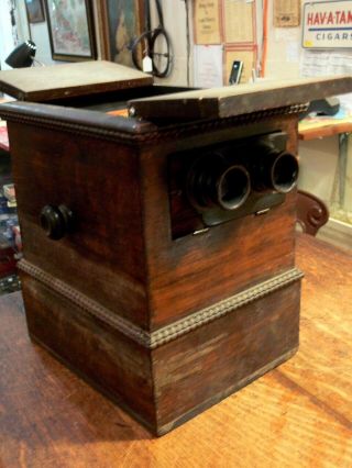 Extremely Rare 19th Century Dual Stereo - Graphoscope with 46 Stereo Cards 5