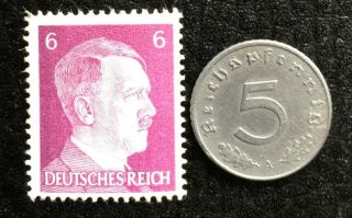 Rare WW2 German 5 Reichspfennig Coin & 6Pf Stamp Authentic Artifacts 2