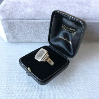 Vintage Ring Presentation Box Black Leather Frohmann Freres Anvers 1950s Wedding