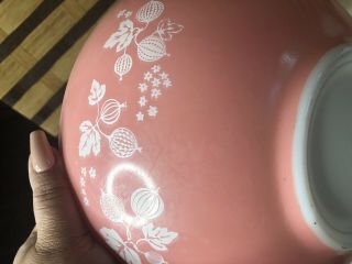 PYREX Vtg Pink Gooseberry Cinderella Mixing Bowls 441 442 443 444 Complete Set - 4 4