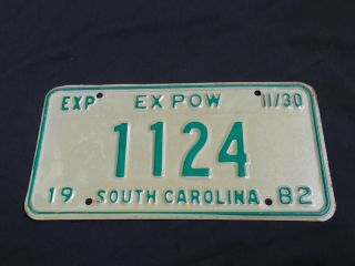 1982 South Carolina Ex Pow 1124 Ex Prisoner Of War Vintage License Plate