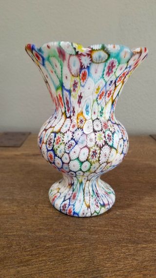 Large Vintage Fratelli Toso Millefiori Murano Glass Vase 2