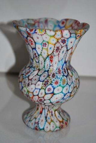 Large Vintage Fratelli Toso Millefiori Murano Glass Vase 3