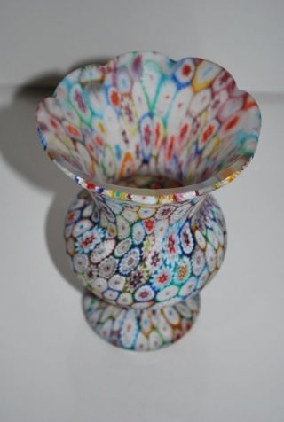 Large Vintage Fratelli Toso Millefiori Murano Glass Vase 4