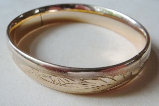 Lovely Etched Victorian Gold Filled Bangle Bracelet By S&B L.  CO 2