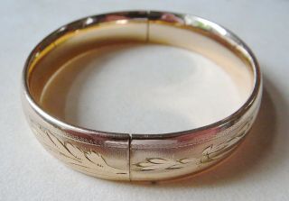 Lovely Etched Victorian Gold Filled Bangle Bracelet By S&B L.  CO 3